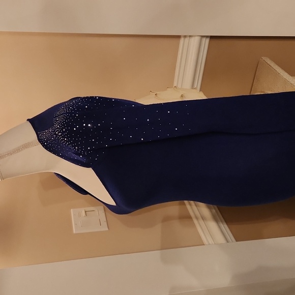 NWT ❗️  bebe navy  ( cobalt) sweater dress xs size stylsih silver rhinestones - Picture 7 of 17